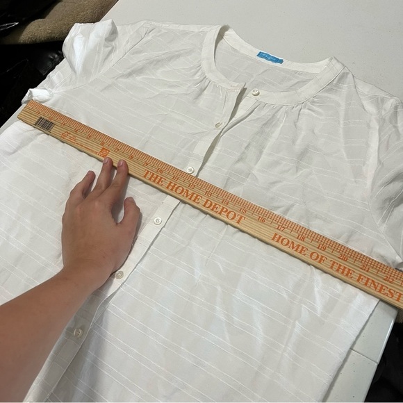 J. McLaughlin White Cotton Button Front Blouse Large Q2 - Picture 6 of 6